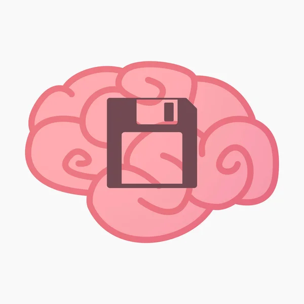Изолированный мозг с дискетой — стоковый вектор