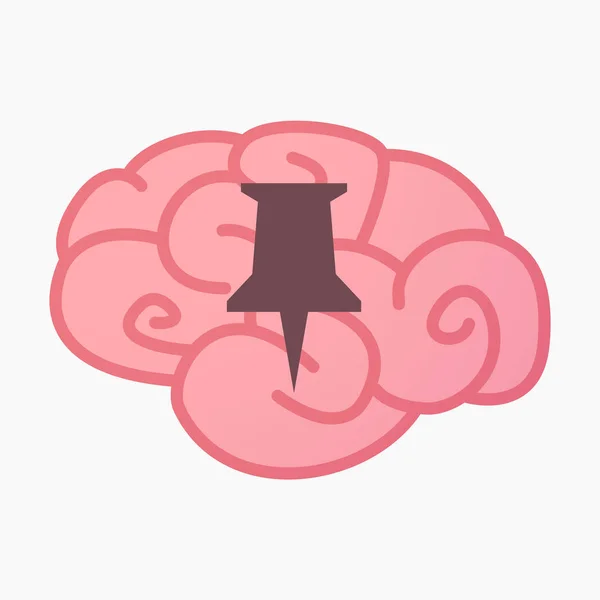 Isolated brain with a push pin — Stock Vector
