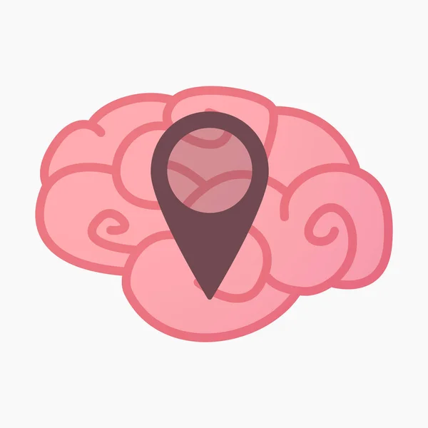 Bir harita işareti ile izole beyin — Stok Vektör