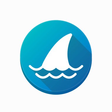 Köpekbalığı yüzgeci ile izole düğmesi