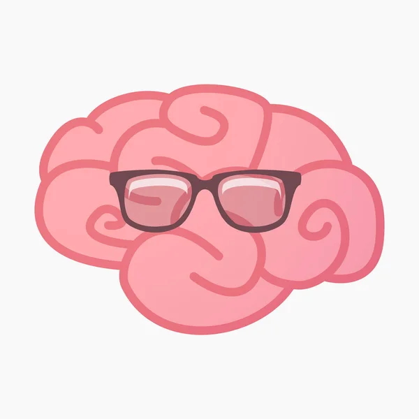 Cerveau isolé avec des lunettes — Image vectorielle