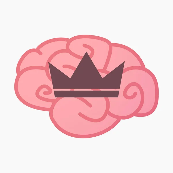 Cerveau isolé avec une couronne — Image vectorielle