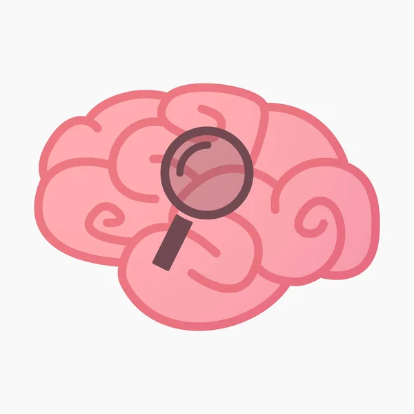Απομονωμένος εγκέφαλος με ένα μεγεθυντικό φακό — Διανυσματικό Αρχείο