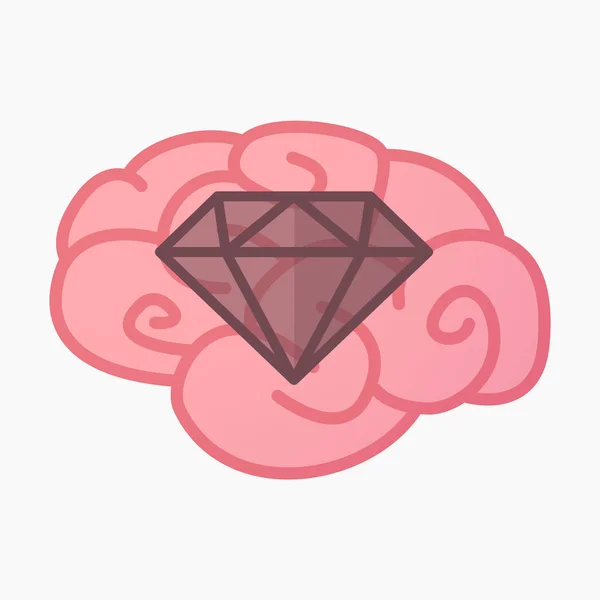 Cerebro aislado con un diamante — Vector de stock