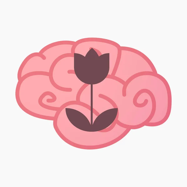 Cérebro isolado com uma tulipa — Vetor de Stock