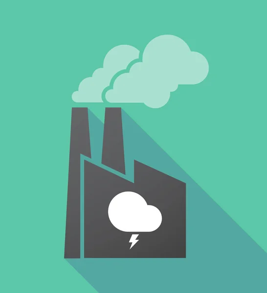 Lange schaduw fabriek met een stormachtige wolk — Stockvector