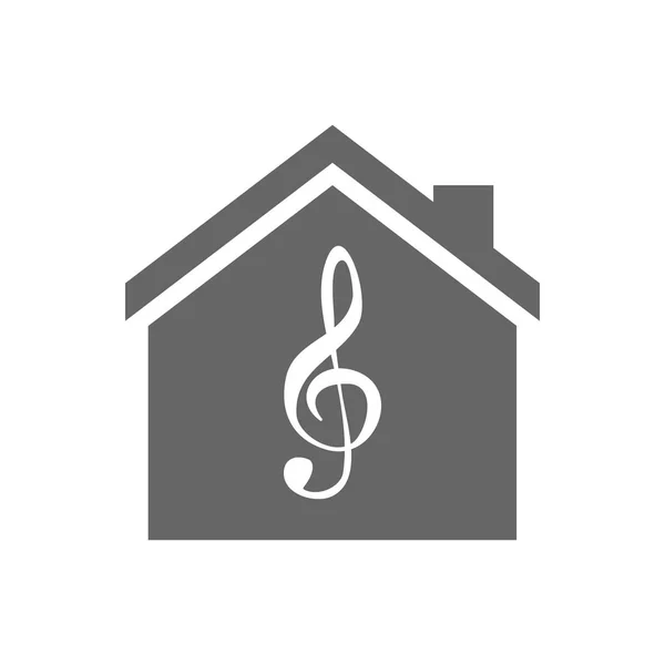 Isolated house with a g clef — Stock Vector