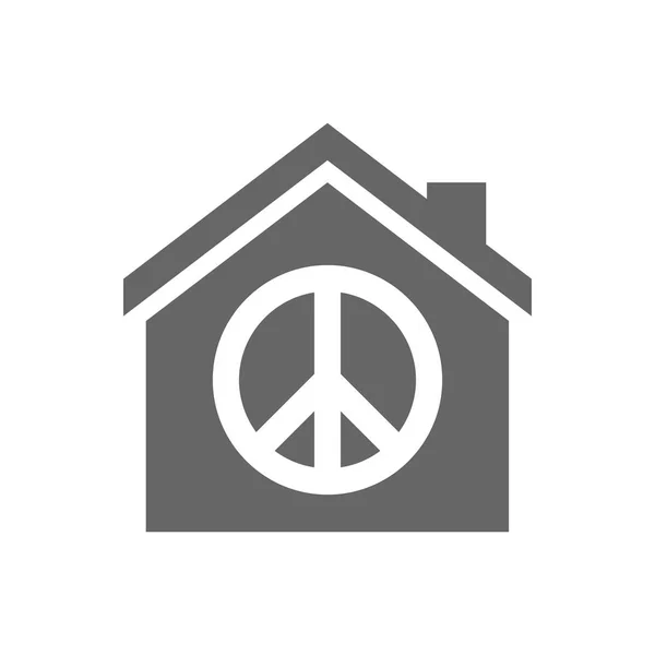 Geïsoleerd huis met een vredesteken — Stockvector