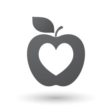 Kalp poker oyun kağıdı işareti ile izole elma