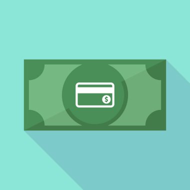 Uzun gölge banknot bir kredi kartı ile