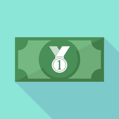 Uzun gölge banknot bir madalya ile