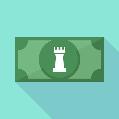 Uzun gölge banknot bir kale satranç rakam ile