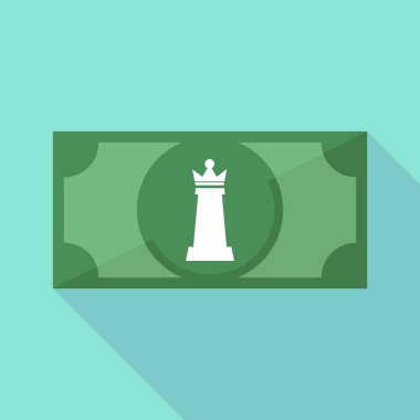 Uzun gölge banknot bir Kraliçe satranç rakam ile