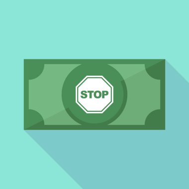 Uzun gölge banknot bir stop sinyali ile