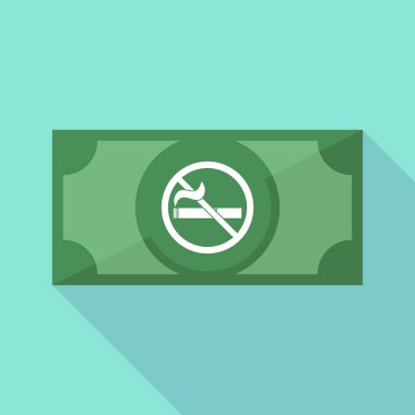 Uzun gölge banknot bir Sigara İçilmez işareti ile