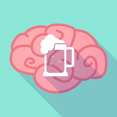 Uzun gölge beyin bir bira kavanoz simgesiyle