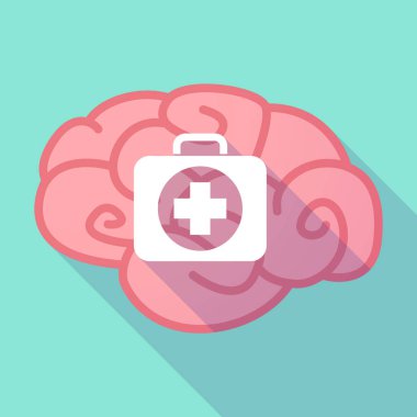 Uzun gölge beyin bir ilk yardım kiti simgesiyle