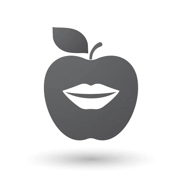 与女性的嘴微笑的孤立的苹果 — 图库矢量图片