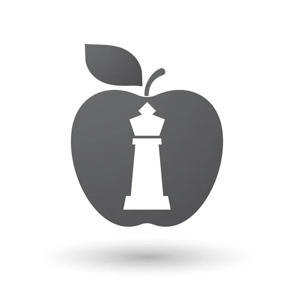 Geïsoleerde appel met een koning schaak figuur — Stockvector