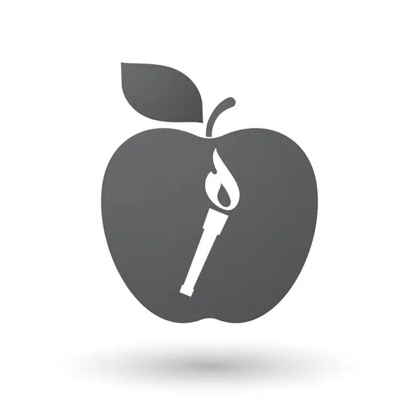 Geïsoleerde appel met een pictogram van de fakkel — Stockvector
