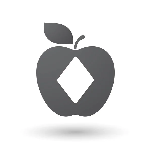 Pomme isolée avec le signe de carte de jeu de poker diamant — Image vectorielle