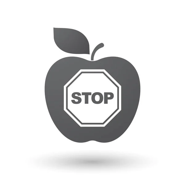 Stop sinyali ile izole elma — Stok Vektör