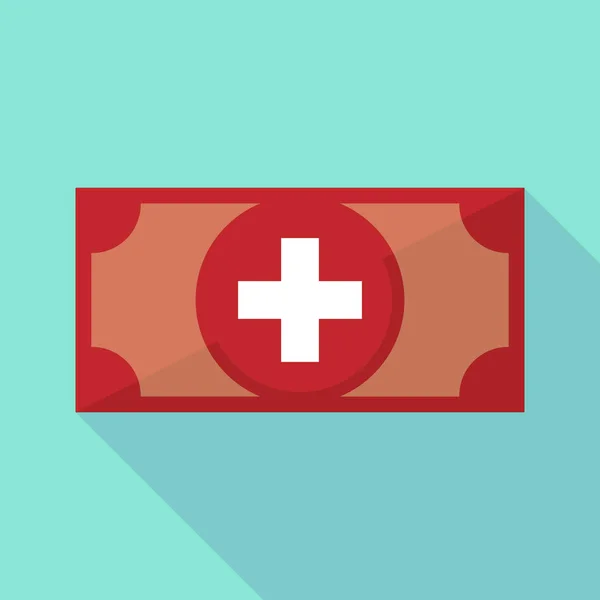 Long billet de banque ombre avec le drapeau suisse — Image vectorielle