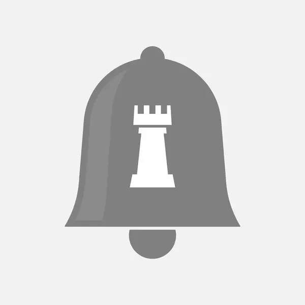 Campana aislada con una figura de ajedrez de torre — Vector de stock