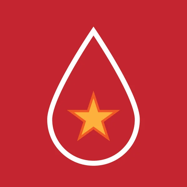 Isolated blood drop with  the red star of communism icon — Stock Vector