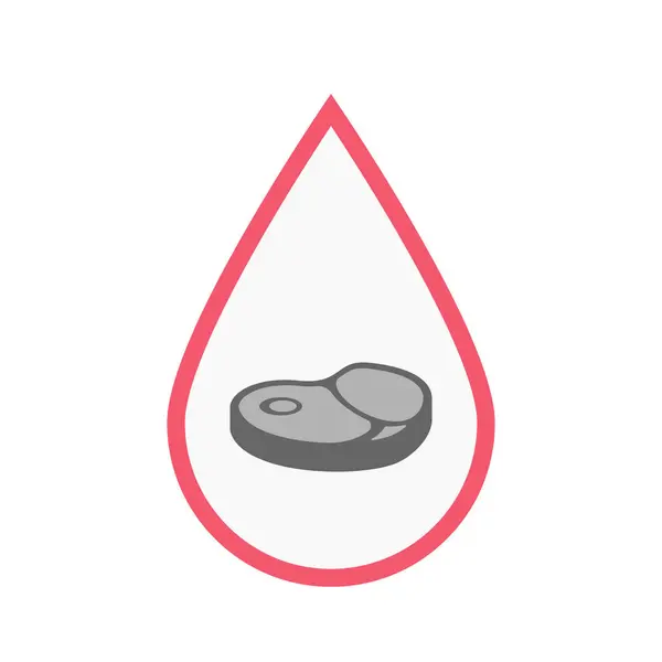 Gota de sangue isolada com um ícone de bife — Vetor de Stock