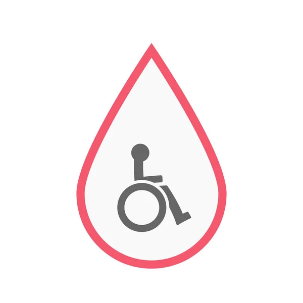 Isolated blood drop with  a human figure in a wheelchair icon — Stock Vector