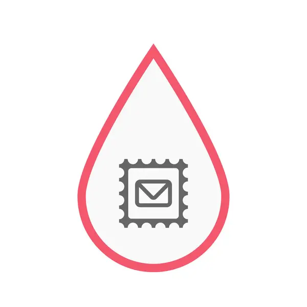 Isolated blood drop with  a mail stamp sign — Stock Vector