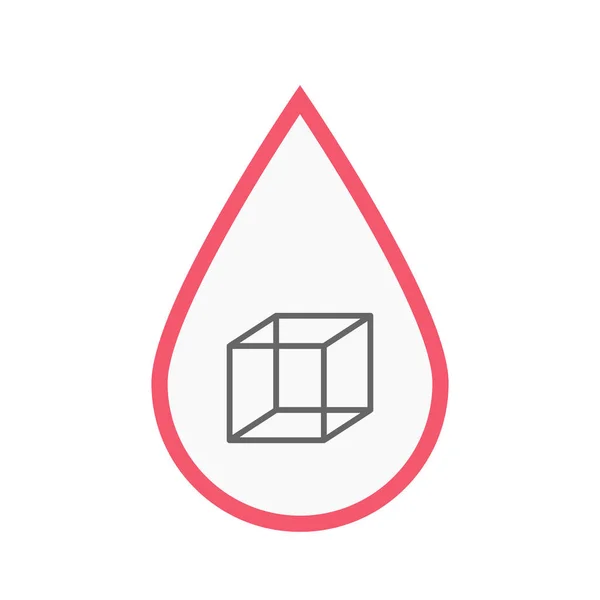 Gota de sangue isolada com um sinal de cubo — Vetor de Stock