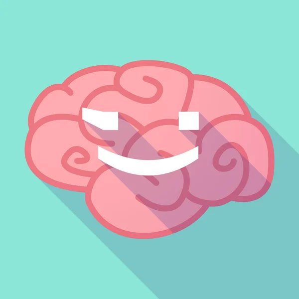 윙크 텍스트 얼굴 이모티콘과 긴 그림자 두뇌 — 스톡 벡터