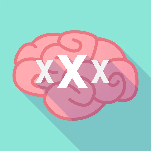 Długi cień mózgu z ikoną list Xxx — Wektor stockowy