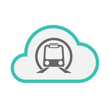Bir metro tren simgesiyle izole bulut