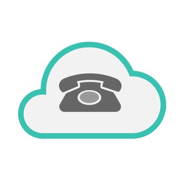 Bir retro telefon işareti ile izole bulut