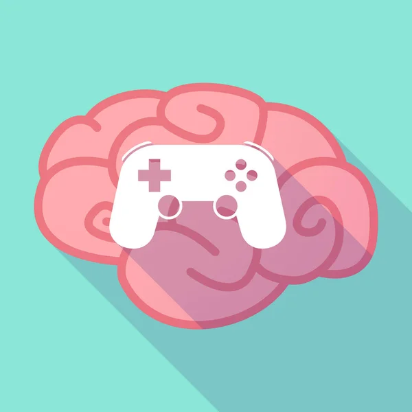 Cervello ombra lunga con un pad di gioco — Vettoriale Stock