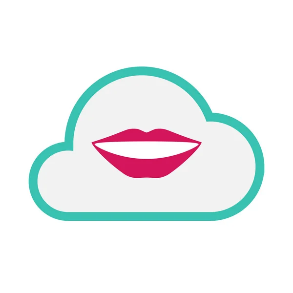 Απομονωμένη σύννεφο με χαμογελαστά γυναικεία στόμα — Διανυσματικό Αρχείο