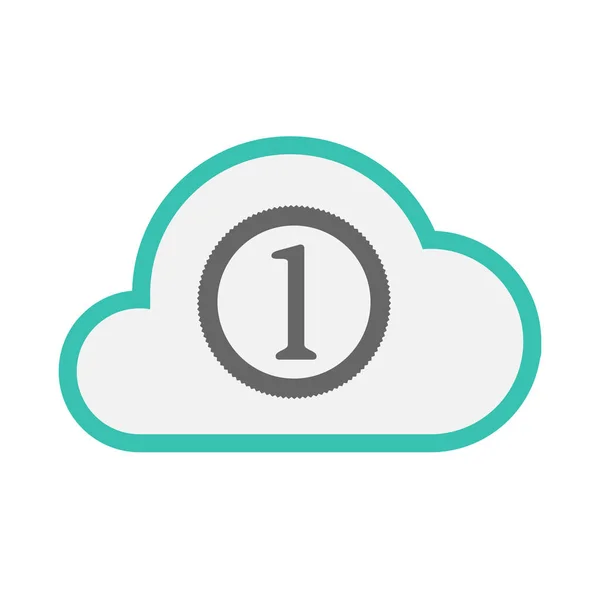 Geïsoleerde wolk met een munt-pictogram — Stockvector