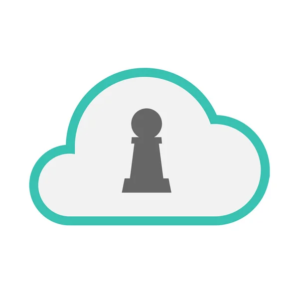 Nuvem isolada com uma figura de xadrez de peão — Vetor de Stock