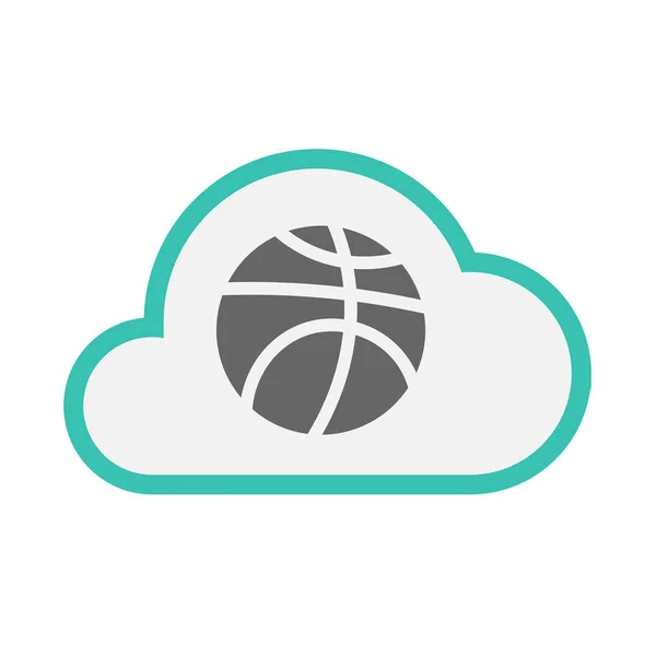 Nube aislada con una pelota de baloncesto — Vector de stock