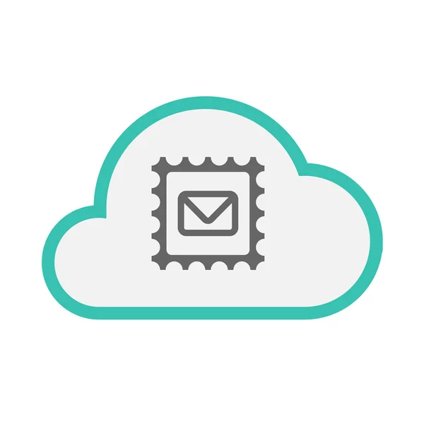 与邮件邮票标志的孤立的云 — 图库矢量图片