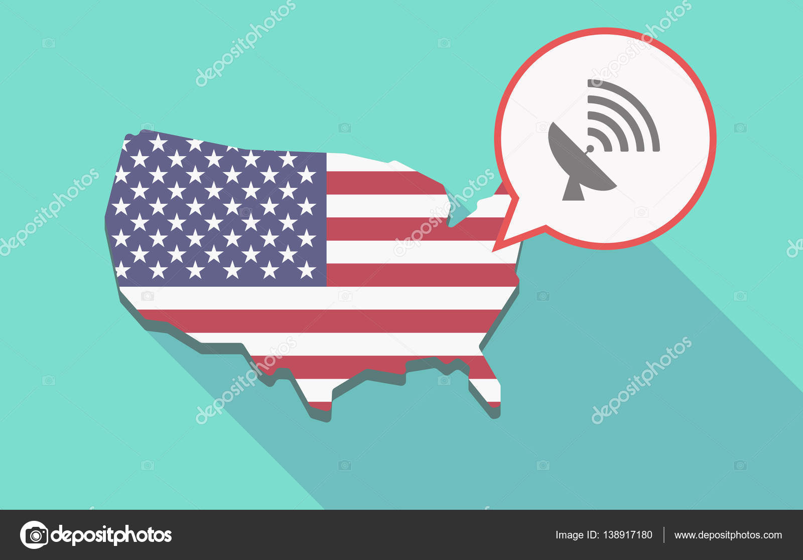 satelitní mapa usa Dlouhý stín mapy Usa s satelitní antény — Stock Vektor © on  satelitní mapa usa