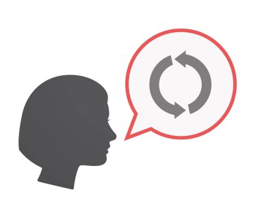 Bir tur ile izole kadın baş işareti geri dönüşüm