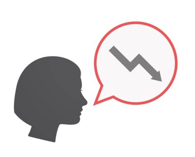 Azalan bir grafik ile izole kadın baş