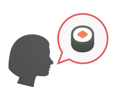 Suşi maki bir parçası ile izole kadın baş