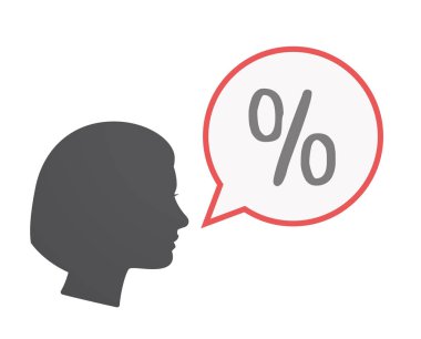 Bir indirim işareti ile izole kadın baş