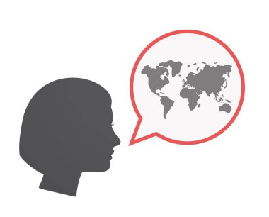 Bir Dünya Haritası ile izole kadın baş