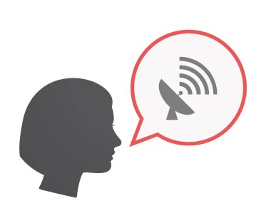 Bir uydu çanağı ile izole kadın baş